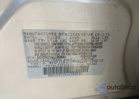 2020 Nissan Kicks Sv Xtronic Cvt from USA, damaged, VIN 3N1CP5CV4LL503585